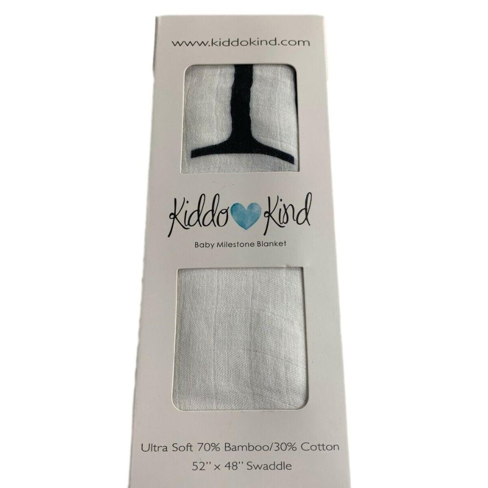 Kiddo Kind Baby Milestone Months Photo Prop Blanket White Black 52"X48" Swaddle